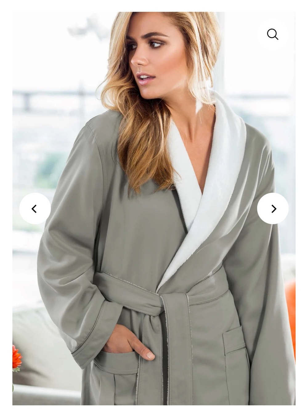 Majestic International Gray Plush Spa Robe Size Medium Like New